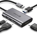 USB C to HDMI Adapter, UtechSmart USB C Hub to Dual HDMI, 4 in 1 Thunderbolt 3 to HDMI with 2 HDMI Ports 4K,USB 3.0 Port,Power Delivery Type C Port Compatible for MacBook,Nintendo Switch,USB C Device