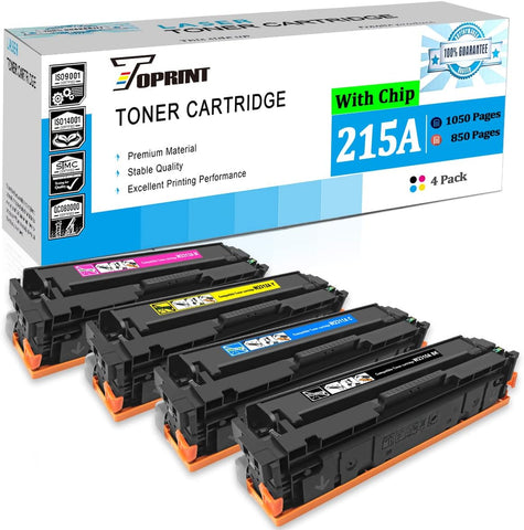 TOPRINT?with Chip 4 Packs 215A Compatible Toner Cartridges W2310A W2311A W2312A W2313A 1050 Pages Black & 850 Pages for CMY for HP Color Laserjet Pro M155a M155nw MFP M182nw M183fw Printers