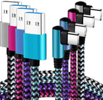 Teeind USB C Cord: [90 Degree/6ft/4Pack] Nylon USB C Cable Angle Cord Compatible with Samsung Galaxy S10/S10e/9/Note 10, USB C Charger Cable-[Blue/Black/Magenta/Purple]