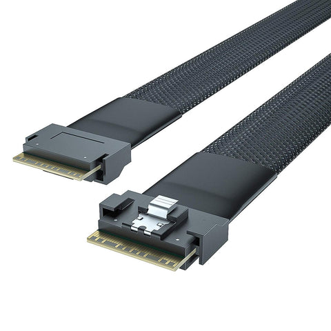 10Gtek 24G Internal SlimSAS SFF-8654 to SFF-8654 8i Cable, SAS 4.0, 85-ohm, 0.5-m(1.64ft)