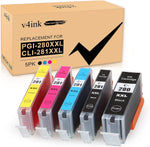 v4ink PGI280XXL CLI281XXL Compatible Replacement for Canon 280XXL 281XXL Ink for Canon Pixma TS6100 TS702 TR7520 TS8200 TR8620 TS9521C TS9500 TR8520 TR8500 Printer,5- Pack Color Set Without Photo Bule