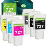 GREENBOX Compatible 727 Ink Cartridges Replacement for HP 727 C1Q12A F9J79A F9J76A F9J77A F9J78A F9J80A Ink Cartridges for DesignJet T920 T930 T1500 T1530 T2500 T2530 (High-Yield, 300ML, 6-Pack)