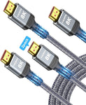 Highwings 48Gbps 8K HDMI Cable 3.3FT/1M 2-Pack, High Speed HDMI Braided Nylon 2.1 Cord-4K120 144Hz 8K60Hz RTX 3090 eARC HDR10 4:4:4 HDCP 2.2&2.3 QMS VRR Dolby Compatible for PS5, PS4, UHD TV and PC