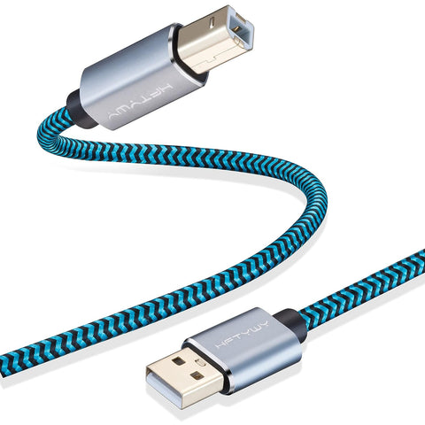 Printer Cable 25 FT USB Printer Cable Braid Long USB Printer Cord 2.0 Type A Male to B Male Cable Scanner Cord High Speed Compatible with HP, Canon, Dell, Epson, Samsung and More