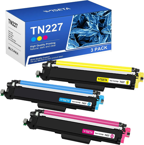 WISETA TN227 TN 227 Compatible TN227 Toner Cartridge Replacement for Brother TN227 TN-223 TN223 Compatible with MFC-L3770CDW MFC-L3750CDW HL-L3290CDW HL-L3210CW HL-L3230CDW (TN-227 C M Y, 3 Pack