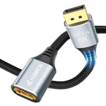 DGHUMEN 8K DisplayPort Extension Cable 6Feet, DP to DP Extension Cable, Male to Female,Supports 8K@60Hz,4K@144Hz-Grey