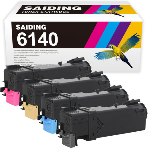 SAIDING Compatible Toner Cartridge Replacement for 6140 106R01477 106R01478 106R01479 106R01480 for Xerox Phaser 6140 6140N 6140DN Printer (4 Pack)