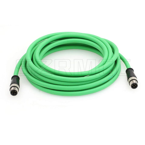 SZRMCC M12 Connector Ethernet Cable D-Code 4 Pin to 4 Pin Male Cat5e High Flex Waterproof Shielded Network Cable for Industrial Camera Sensor Automation (1M,Green)