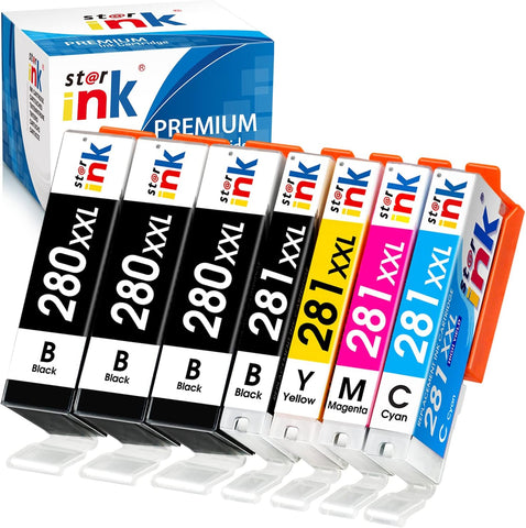 st@r ink 280XXL 281XXL Compatible Replacement for Canon 280 281 Ink Cartridges XXL for Pixma TR8620 TR8520 TR8620a TR7520 TS6320 TS6120 TS6220 TR8622 TR8622a TR8600 TR8500 Printer, 7 Packs