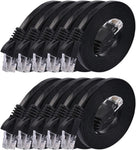 Cat 6 Ethernet Cable 5ft (10 Pack) (at a Cat5e Price but Higher Bandwidth) Flat Internet Network Cables - Cat6 Ethernet Patch Cable Short - Black Computer LAN Cable with Snagless RJ45 Connectors