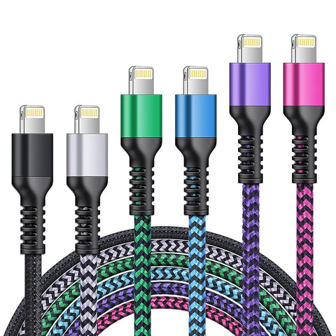 iPhone Charger [6ft 6Pack] Apple Certified Lightning Cable Fast Charging Nylon Braided Phone Charger Cord for iPhone 14 13 12 Pro Max 11 Pro Xr Xs 10 8 Plus 7 6 6s 5c, SE 2022, Data Line Power Wire