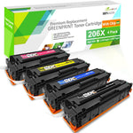 ?with Chip? 4 Packs 206X Compatible Toner Cartridges W2110X W2111X W2112X W2113X High Yield 3150 Pages Black 2450 Pages CMY for HP Color Laserjet Printer M255dw M255nw M282nw M283fdw M283fdn M283cdw