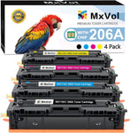 MxVol 206A Toner Cartridges 4 Pack?Pantented Chip? Compatible Replacement for HP 206A 206X W2110A W2110X for Laserjet Pro MFP M283fdw M283cdw M255dw M282nw M283 M255 M282 Series Printer Ink (4 Pack)