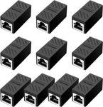 Dingsun RJ45 Coupler, Play and Plag Inline Coupler, Cat5 Coupler, Extended Network Cable Compatible Cat5 / Cat5e / Cat6 / Cat7 Ethernet Coupler,Ethernet Cable Extender (Black 10 Pcs)