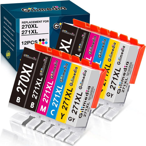 Compatible 270 271 Ink Cartridges Replacement for Canon PGI-270XL CLI-271XL Ink 270 271 Value Pack for Canon MG7720 MG6820 MG5720 TS6000 TS8020 Printer, 12-Packs