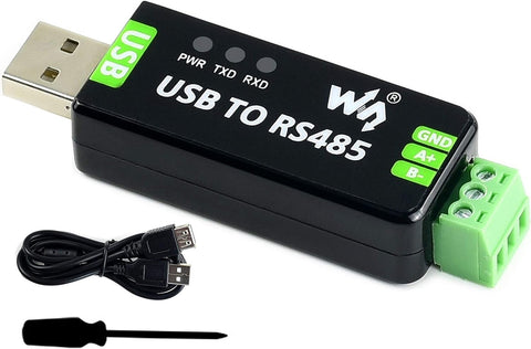 waveshare Industrial USB to RS485 Converter Bidirectional Adapter with Original FT232RL and SP485EEN Chip, Onboard TVS, Self-Recovery Fuse, Protection Diodes, Transmission Distance up to 1.2km