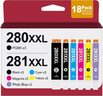 PGI-280XXL/CLI-281XXL Ink Cartridges Compatible Replacement for Canon 280 281 Ink Cartridges Use to Canon Pixma TS8120 TS9120 TS8220 TS8320 TS8300 TS8322 TS9100 Printer, 18 Pack