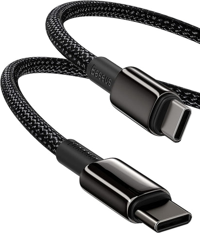 USB C Cable, Baseus 100W PD 5A QC 4.0 Fast Charging USB C to USB C Cable, Zinc Alloy Nylon Braided Type C Data Cable for Samsung S21 S20+ S10 Note 10 iPad Pro MacBook Pro Google Pixel and more (6.6ft)