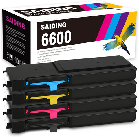 SAIDING Compatible Toner Cartridge Replacement for 6600 106R02225 106R02226 106R02227 106R02228 for Xerox Phaser 6600 6600N 6600DN Printer (4 Pack)