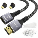 4K HDMI Extension Cable 15 Feet, HDMI 2.0 Braided Extender Male to Female Cord, Pure Copper 3D 4K@60Hz 2160p 1080p HDR HDCP 2.2 ARC (with 25 Ties, 25 U Nails, 2 HDMI Adapters)- 15FT