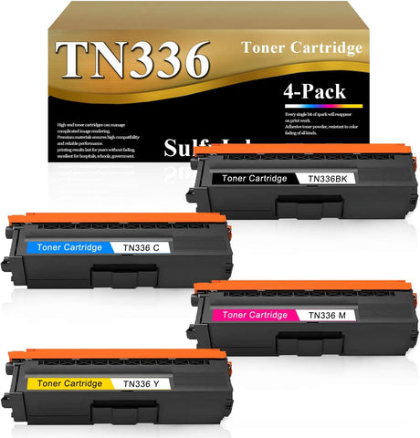 Compatible TN336 TN-336 Toner Cartridge (BK/C/M/Y, 4-Pack) Replacement for HL-L8350CDWT L9200CDW MFC-L8600CDW L8650CDW DCP-9270CDN L8450CDW L8400CDN Laser Printer.