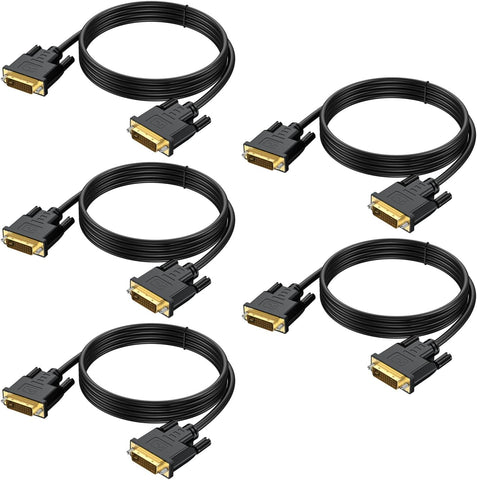 URELEGAN DVI to DVI Cable 6 Feet 5-Pack, DVI to DVI-D 24+1 Cable Male to Male Digital Video Monitor Cable for HDTV, Gaming, Monitor, Projector