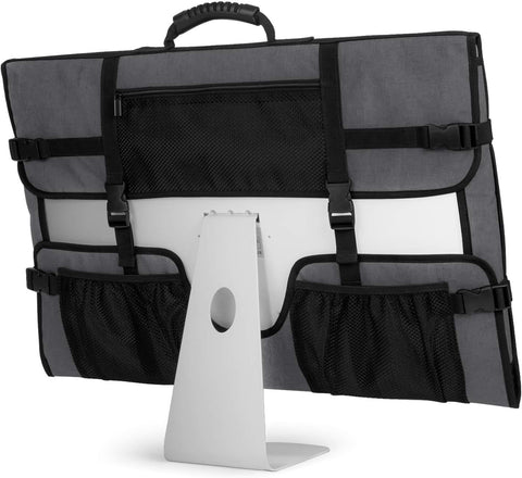 CURMIO Travel Carrying Bag Compatible for Apple 27" iMac Desktop Computer, Protective Storage Case Monitor Dust Cover Compatible with 27" iMac Screen and Accessories, Gray, Patent Pending