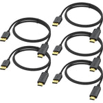 4K DisplayPort to HDMI Cable 5-Pack, 6 Ft DP (Display Port) to HDMI Adapter Cord Braided Male to Male Supports Video and Audio (4k, 2160P, 1440P, 1080P)-NOT Bidirectional