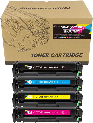 High Page yeild 206x Toner Cartridge Replacement for HP 206x 206a Toner to Use with HP Color Pro MFP M283fdw M283cdw M255dw M283 M255 Toner Printer (4 Colors Packing)