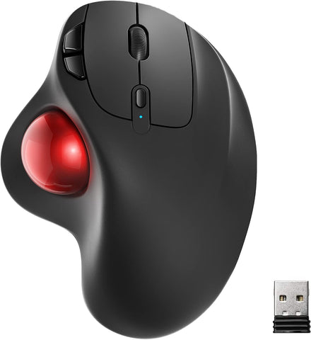 Wireless Trackball Mouse, Rechargeable Ergonomic Mouse, Easy Thumb Control, Precise & Smooth Tracking, 3 Device Connection (Bluetooth or USB), Compatible for PC, Laptop, iPad, Mac, Windows, Android