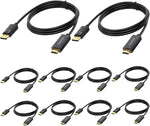 CLAVOOP DisplayPort to HDMI Cable 10 Pack, Display Port to HDMI Cord Male to Male Uni-Directional DP to HDMI Cable Gold Plated Compatible for Monitor, Projector, PC, HDTV, Laptop - 6 Feet