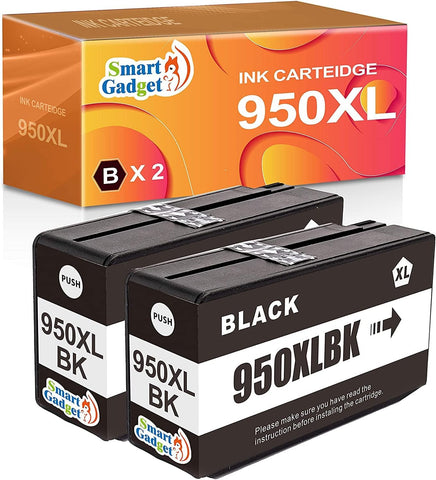 Smart Gadget Compatible Ink Cartridge Replacement 950XL 9051XL 950 951 Black | Use with Pro 8625 8630 8640 8660 8100 8600 8610 8615 8620 251dw 276dw 271dw Printers [2_Pack]