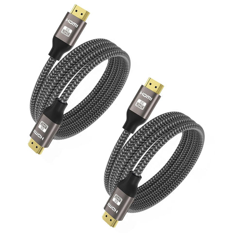 Yinker 8K HDMI 2.1 Cable 3 feet 2 Pack, 8K 60Hz HDMI Braided Cord 48Gbps HDCP2.2 HDR10