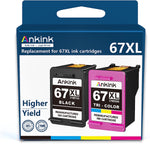 Ankink 67XL Ink Cartridge for Ink 67 XL Black Color Combo 2700 2700e 2752 2752e 2742e 2755 2755e 4100 4100e 4152e 4155 4155e Envy 6000 6055e 6055 6400 6458 6458e 6452 6455 6455e Printer