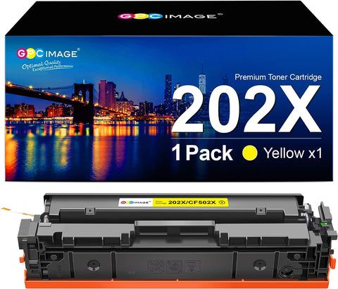 GPC Image Compatible Toner Cartridge Replacement for HP 202X 202A CF500X CF500A Compatible with Laserjet Pro MFP M281fdw M254dw M281cdw M281 M281dw M280nw Toner Printer Tray (1 Yellow)