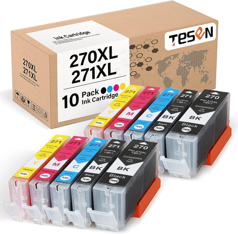 TESEN Compatible Ink Cartridge Replacement for Canon 270 XL 271 XL PGI 270XL CLI 271XL Use with Canon PIXMA MG6822 TS6020 TS5020 MG2720 MGB5721 MG5722 MG6821 Printer, 10 Pack Color Set