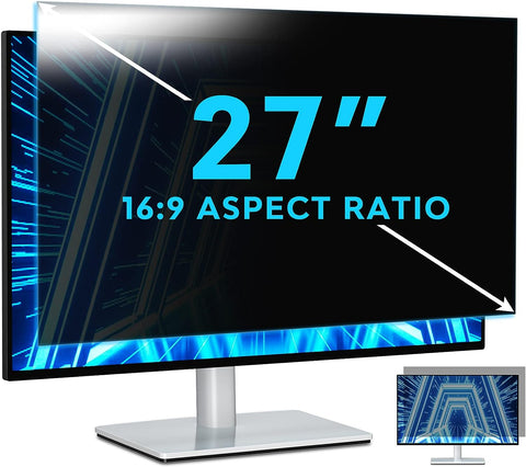 PYS 27 Inch Privacy Screen for 16:9 Widescreen Computer Monitor - Easy Removable Screen Filter Shield - Anti Glare & Blue Light - Anti Scratch Protector Film for Data Security