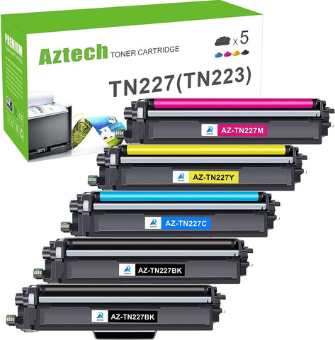 Aztech Compatible Toner Cartridge Replacement for Brother TN227 TN-227 TN223 TN227BK MFC-L3750CDW MFC-L3710CW HL-L3290CDW HL-L3210CW HL-L3230CDW MFC-L3770CDW Printer (TN-223BK/C/M/Y High Yield 5-PK)