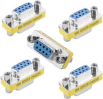 Fielect 10Pcs DB9 VGA Gender Changer 9 Pin Female to Female 2-Row Mini Gender Changer Coupler Adapter Connector for Serial Applications Blue