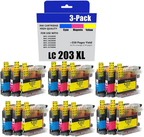 Colorink Ink Cartridge Replacement LC203 LC203XL LC201 LC201XL Compatible with Brother MFC-J460DW J480DW J485DW J680DW J880DW J885DW MFC-J4320DW J4420DW J4620DW(6 Cyan, 6 Magenta, 6 Yellow, 18 Pack)