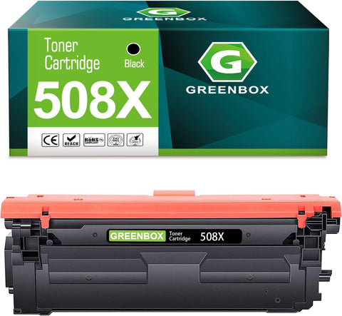 GREENBOX Compatible 508X Black High-Yield Toner Cartridge Replacement for HP 508X 508A CF360X Toner for M553dn M553x M553n M552dn M553 M577 M577Z M577dn M577f M577c Printer (12,500 Pages, 1 Black)