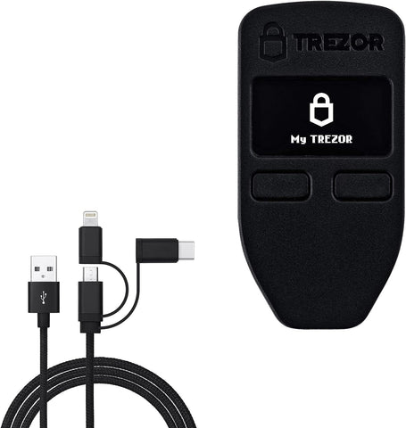 BoxWave Cable Compatible with Trezor One (Cable by BoxWave) - AllCharge 3-in-1 Cable for Trezor One - Jet Black