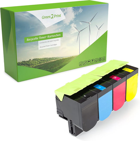 Green2Print Toner Set, 4 cartridges 1x 10500, 3X 7000 Pages Toner Cartridge for Lexmark CX622ade, CX625ade, CX625adhe, CS521DN, CS622DE