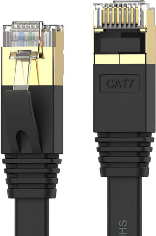 Cat 7 Ethernet Cable 65 ft High Speed 10Gbps 600MHz, Shielded Ethernet Cord, LAN Cable with RJ45, Weatherproof Flat Internet Network Patch Cord, Fast LAN Wire for Gaming, PS5/4/3, Xbox, Modem, Router