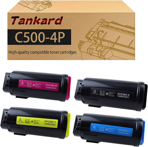 Tankard Compatible Toner C500 C505 Toner Cartridges High Capacity (4-Color-Pack 106R03862, 106R03863, 106R03864, 106R03865 Replacement for Xerox VersaLink C500 C500N C500DN C505 C505S C505X Printer