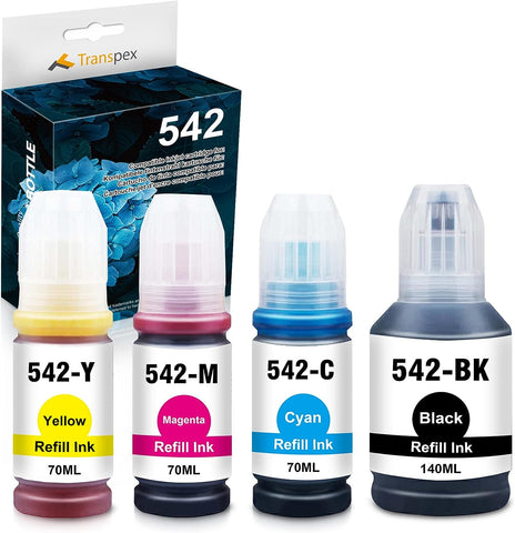 Transpex Finkbst Compatible Ink Bottle Replacement for 542 T542 EcoTank Ink Used for EcoTank Pro ET 5800 ET 5850 ET 5880 ET 16600 ET 16650 ET-5800 ET-5850 ET-5880 ET-16600 ET-16650 Printers