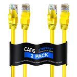 Maximm Cat 6 Ethernet Cable 25 Ft, (2-Pack) Cat6 Cable, LAN Cable, Internet Cable and Network Cable - UTP (Yellow)