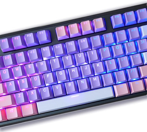 Amber Bird Keycaps,ABS Keycaps Set OEM Keycaps with Key Fetcher for Cherry MX Switches /GK61/ GK64/ RK61/ Anne/ GH60 / ALT61 Mechanical Keyboards (Mix Color) - Only Keycaps (Purple White Pink)