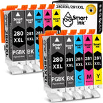 Smart Ink Compatible Ink Cartridge Replacement for Canon 280 281 PGI-280XXL CLI-281XXL (10 Combo Pack) to use with Pixma TR8520 TS9120 TS6120 TR8620 TR8620a TS6320 TR7520 TS6220 (PGBK & BK/C/M/Y)