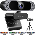 4K Webcam, DEPSTECH DW49 HD 8MP Sony Sensor Autofocus Webcam with Microphone, Privacy Cover and Tripod, Plug and Play USB Computer Web Camera for Pro Streaming/Online Teaching/Video Calling/Zoom/Skype